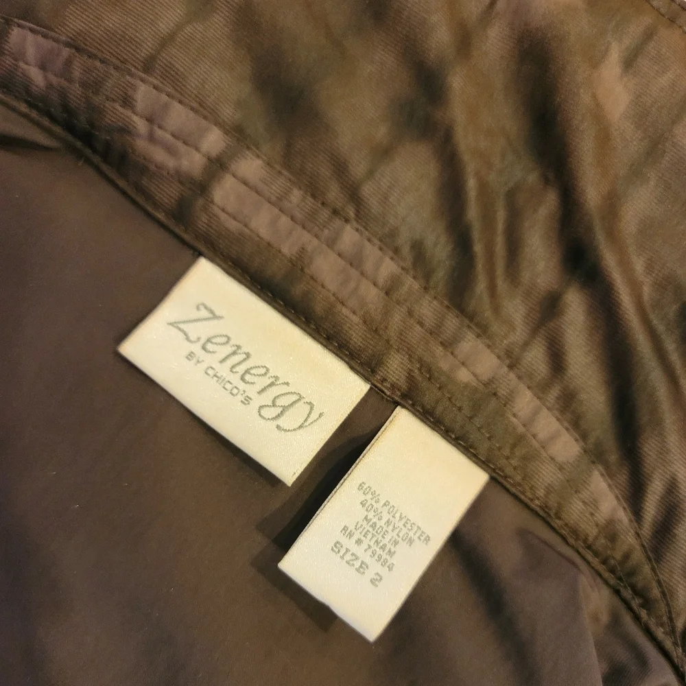 ZENERGY by CHICO'S Artsy Chocolate Chloe Jacket NWOT Chicos Size 2 (Large / 12)